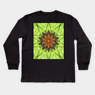 Unique Kaleidoscope Monarch Butterfly on Flower Kids Long Sleeve T-Shirt